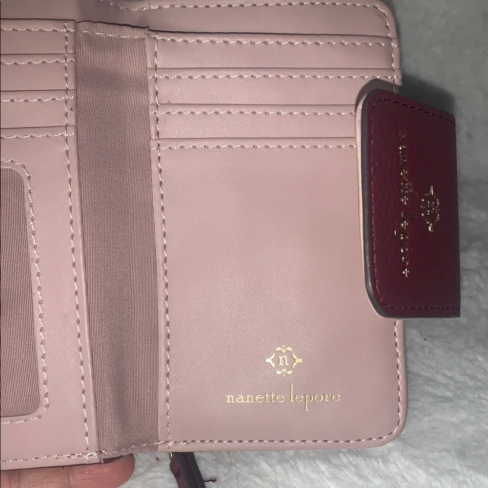 NWOT Nanette Lepore Deep Red Textured Wallet - Picture 7 of 8